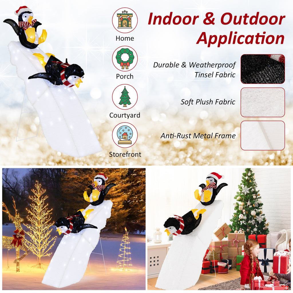 Christmas Penguin Ice Skating Decor with Snowy Slide - Variation: Skating Penguin