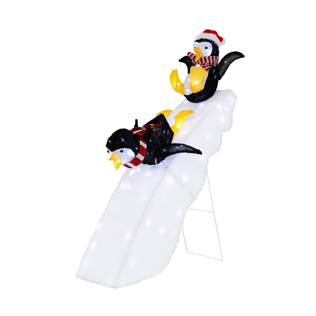 Fabric-Covered Lighted Christmas Penguin Slide with 170 LED Lights - Pre-Lit Holiday Decoration