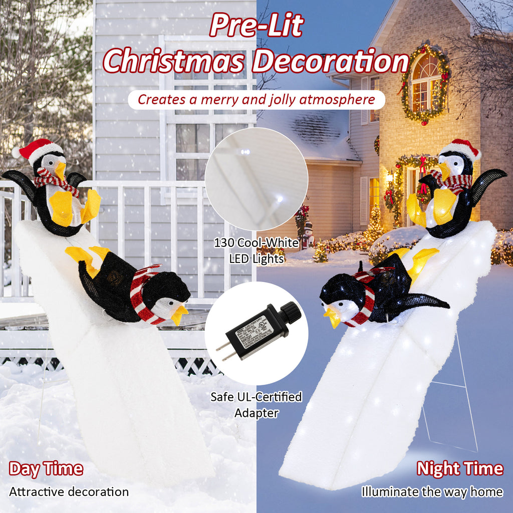Christmas Penguin Ice Skating Decor with Snowy Slide - Variation: Skating Penguin