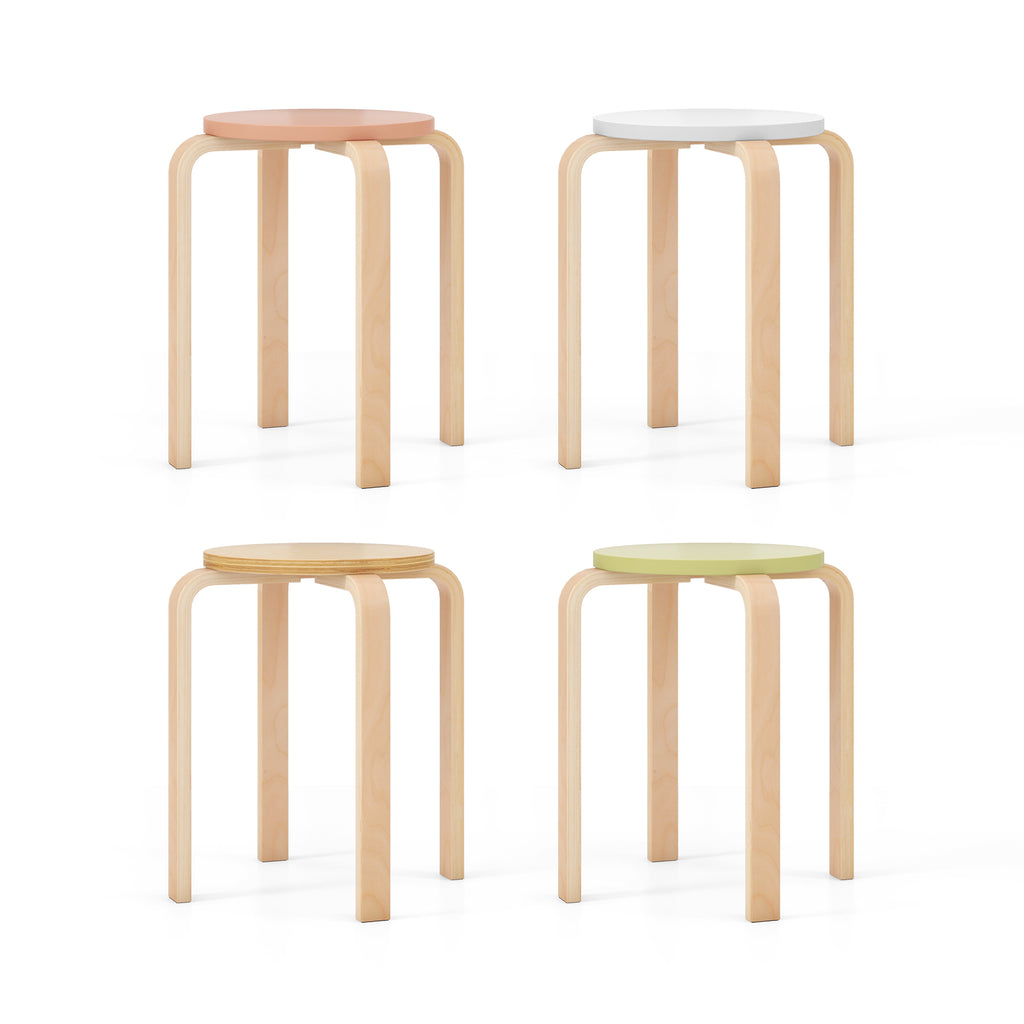 Bentwood Stackable Stools Set of 4 - Multicolor