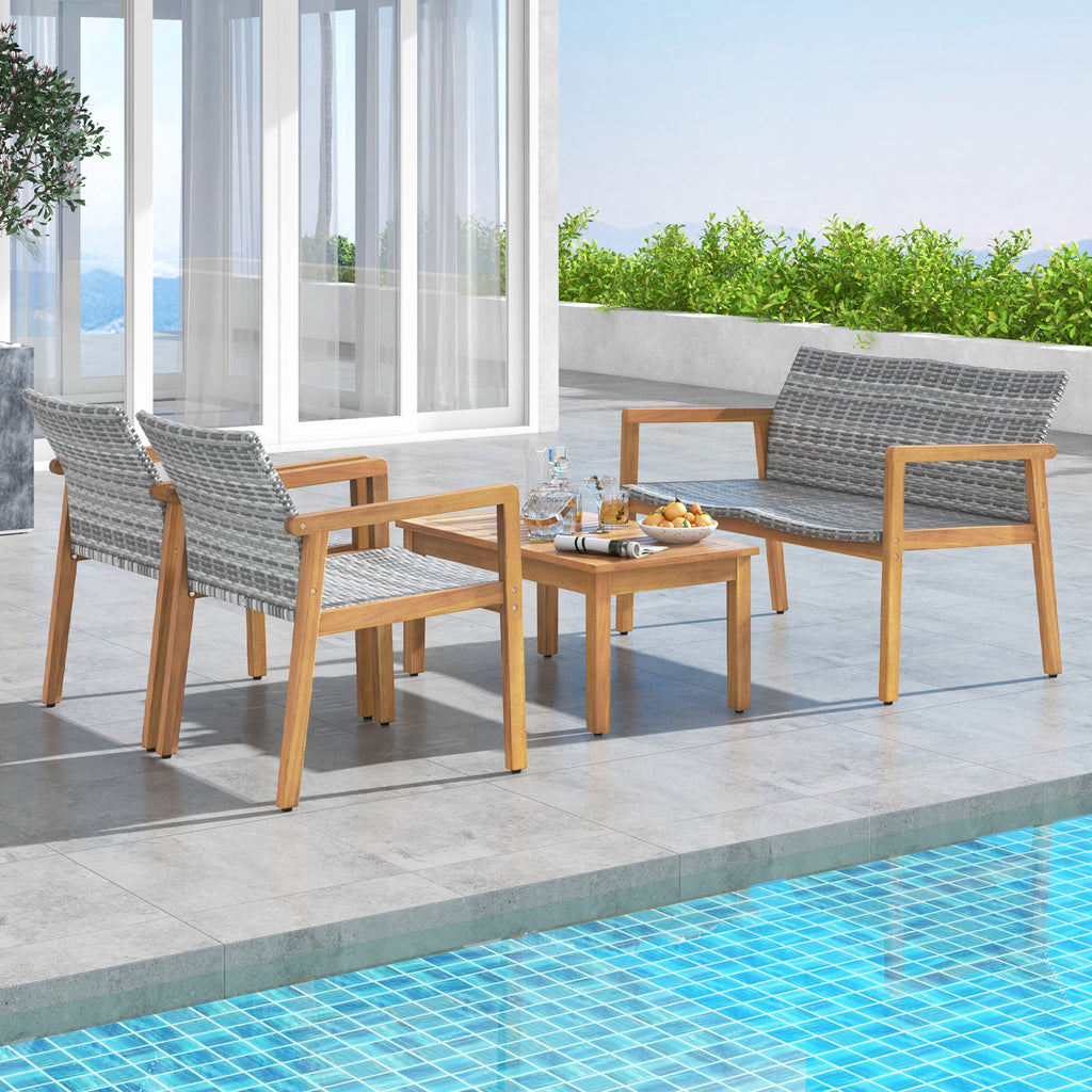 4-Piece Patio Furniture Set with Loveseat Single Chairs and Coffee