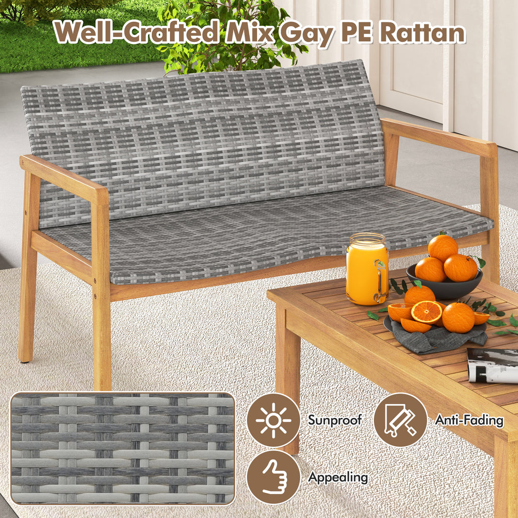 4-Piece Patio Furniture Set with Loveseat Single Chairs and Coffee