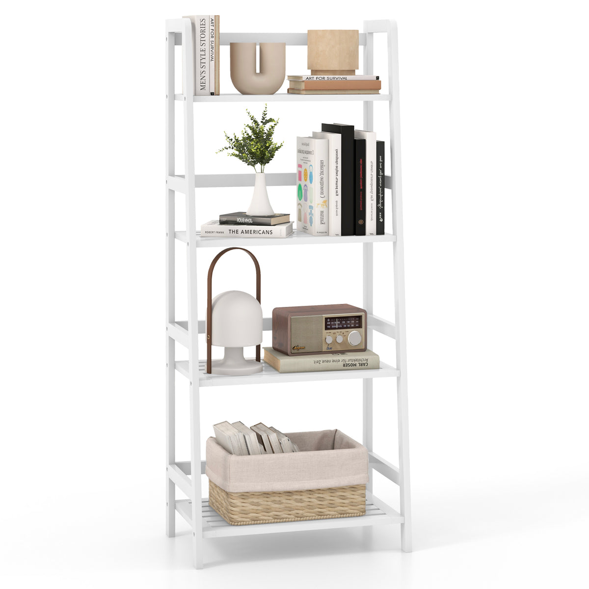 47.5 Inch 4-Tier Multifunctional Bamboo Bookcase Storage Stand