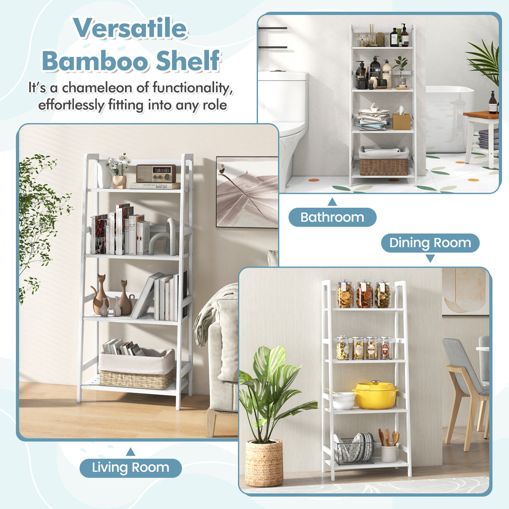 47.5 Inch 4-Tier Multifunctional Bamboo Bookcase Storage Stand