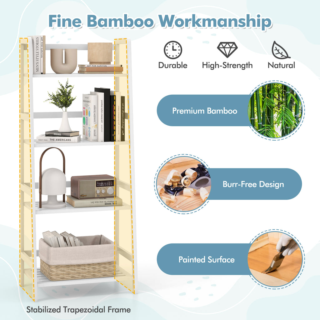 47.5 Inch 4-Tier Multifunctional Bamboo Bookcase Storage Stand