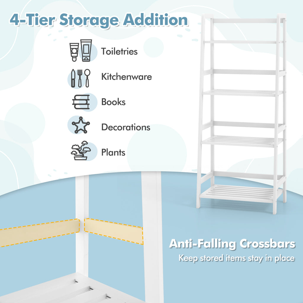 47.5 Inch 4-Tier Multifunctional Bamboo Bookcase Storage Stand