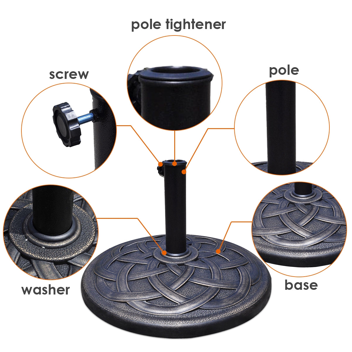 22 Inch Round Umbrella Base Stand - Heavy Duty