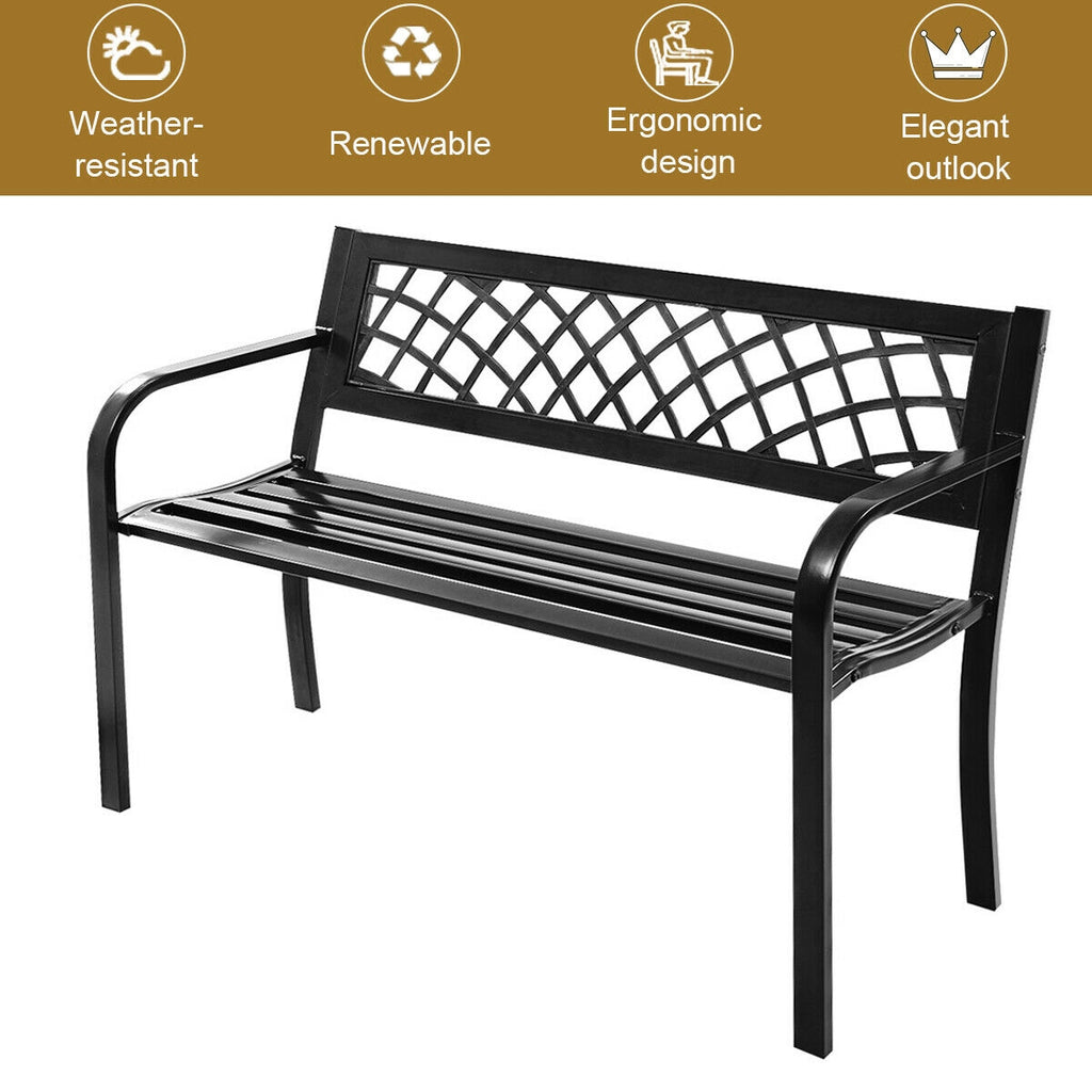 Outdoor Bench with Steel Frame - Style 1