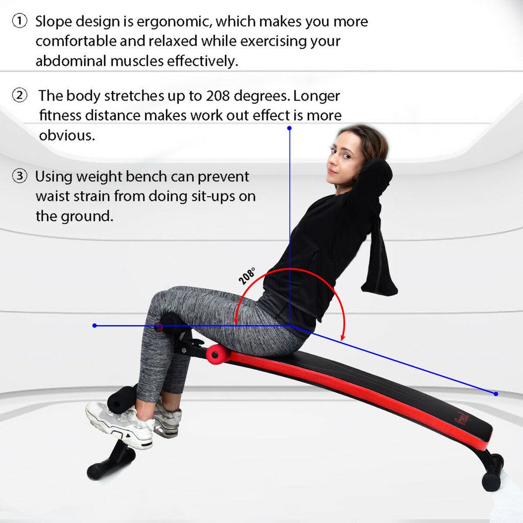 Foldable 52 Inch Adjustable Weight Bench for Home Workout - Red