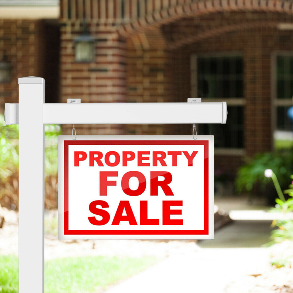 White Vinyl Yard Sign Post for Real Estate Open House - 6ft
