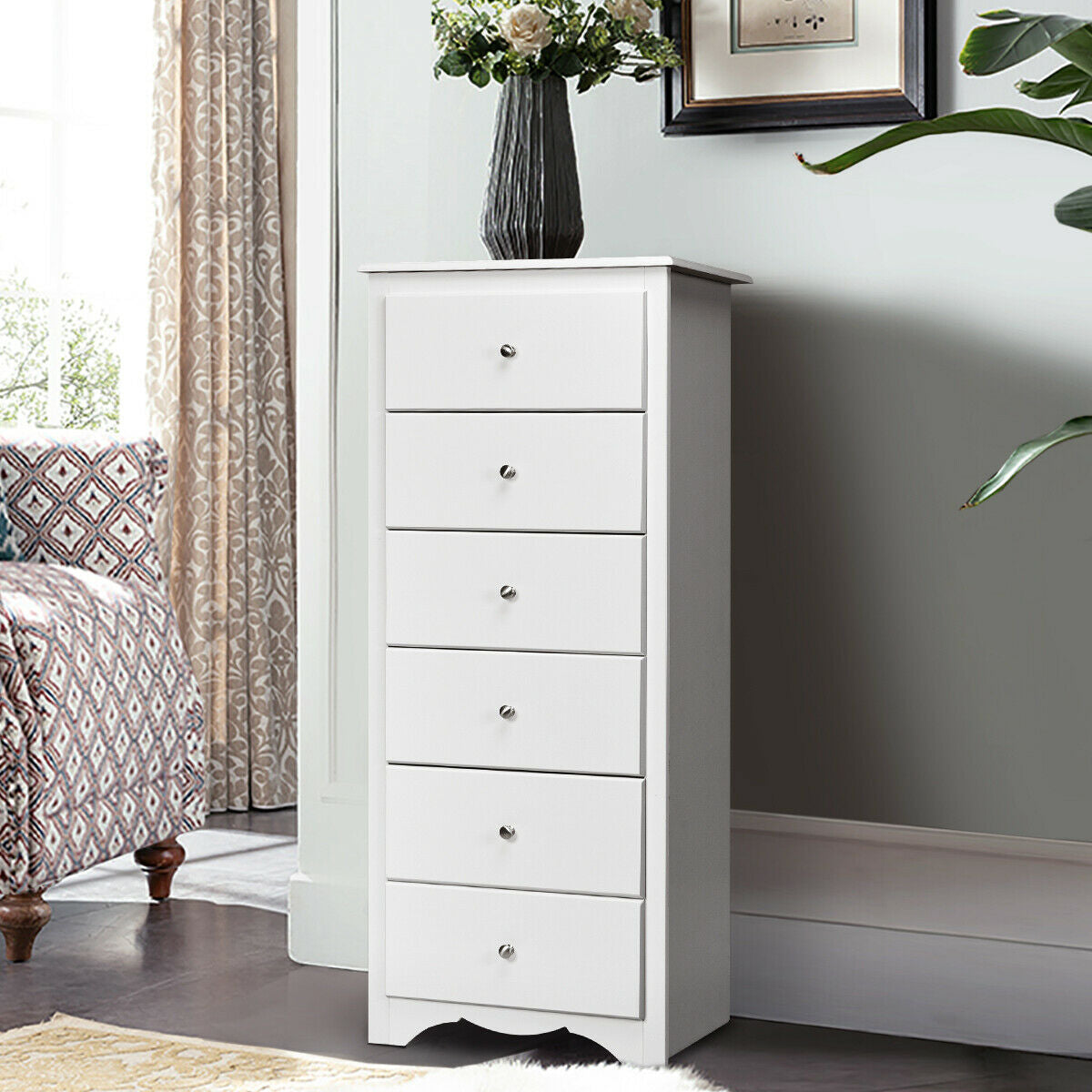 6 Drawer Chest Dresser for Bedroom Storage - Brown