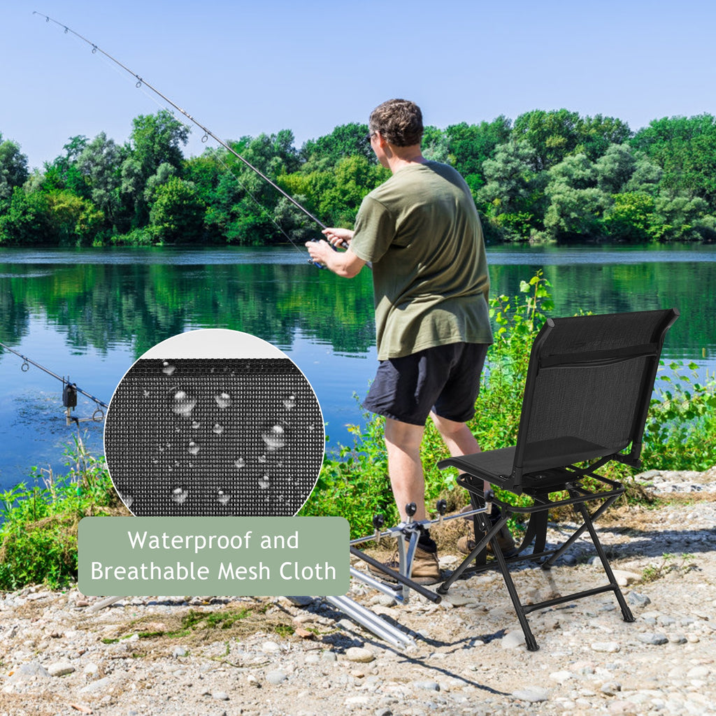 Outdoor Folding Swivel Chair 360° Rotating with Iron Frame, Brown