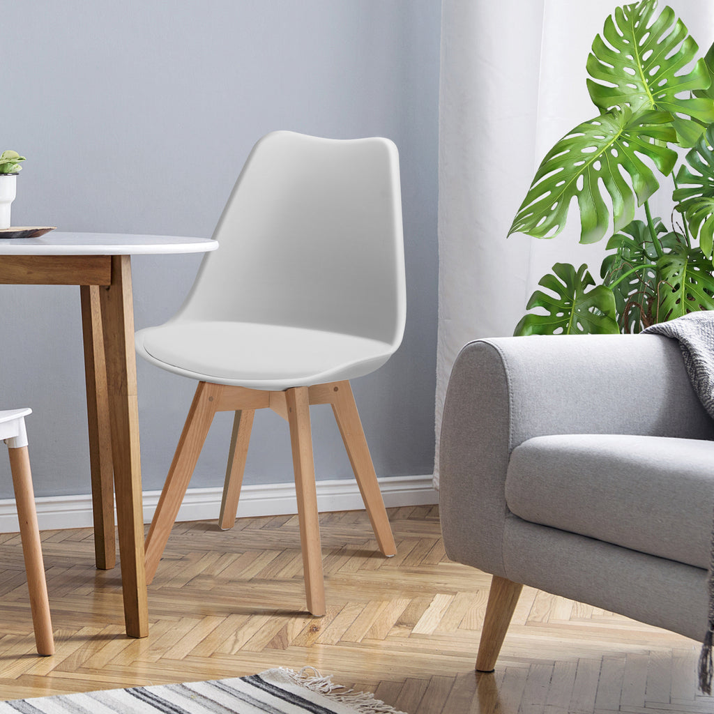 Modern Dining Chair Set of 4 - High Backrest, Padded Seat, White