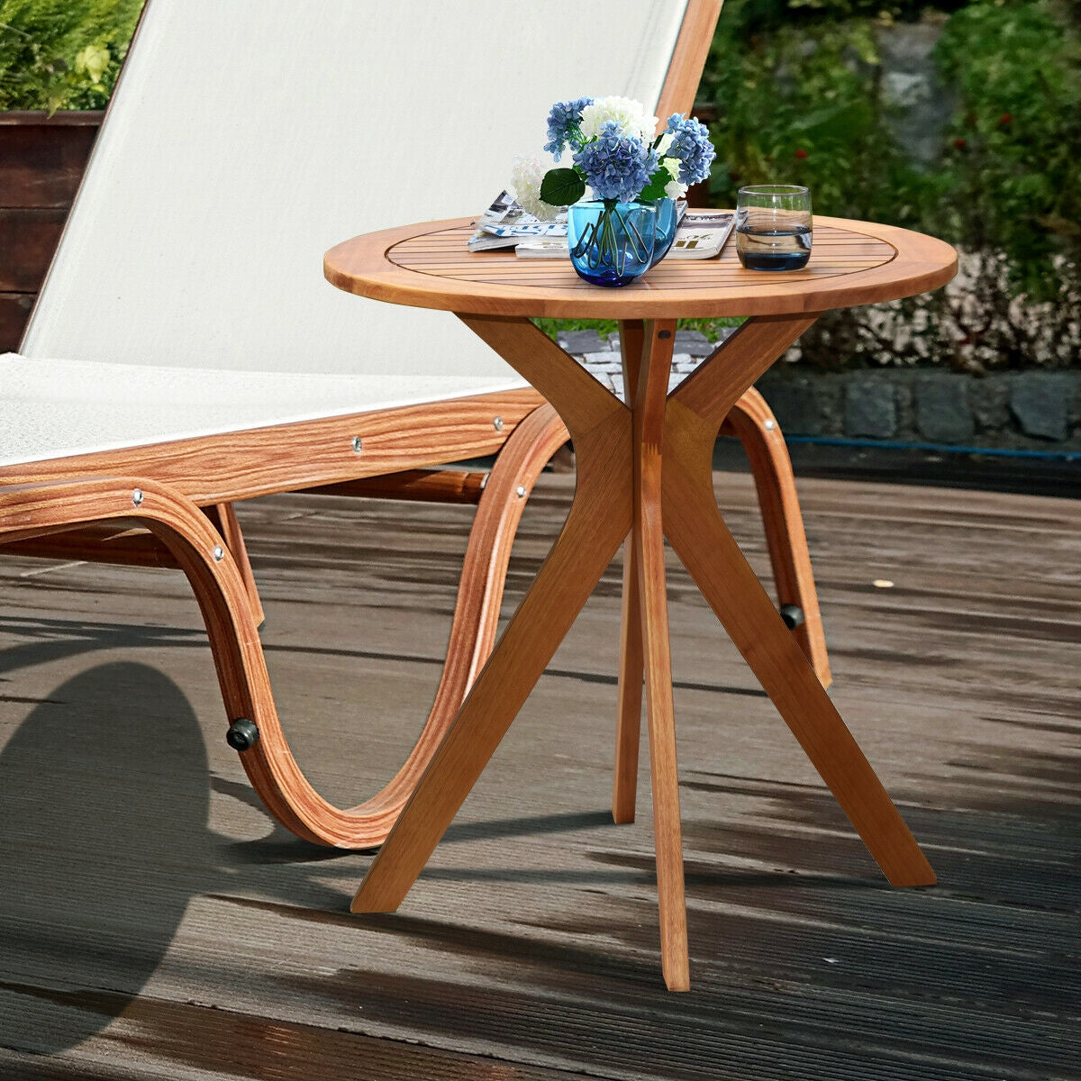 27" Round Eucalyptus Wood Bistro Table