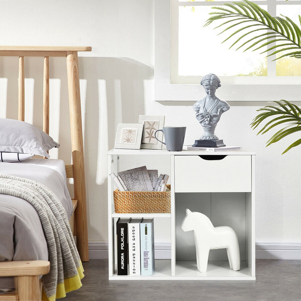3-Cube Bookcase with Drawer & Shelves - White