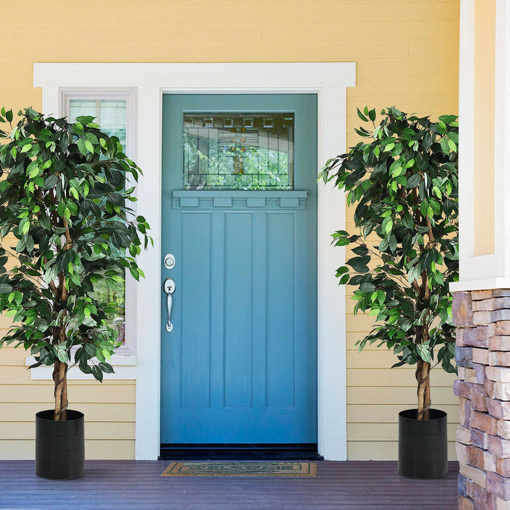 6 Feet Artificial Ficus Silk Tree - Realistic Indoor Outdoor Faux Plant - Costway