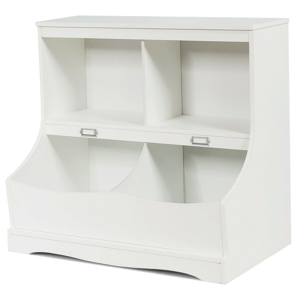 Kids 3-Tier Bookcase Storage Organizer with 4 Open Compartments - White