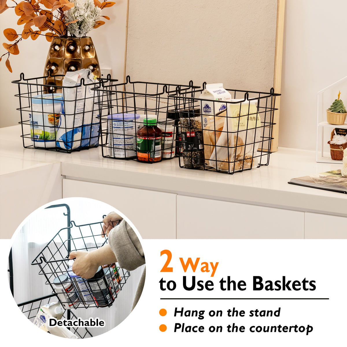 Adjustable 3-Tier Fruit Basket Stand for Kitchen & Organizing