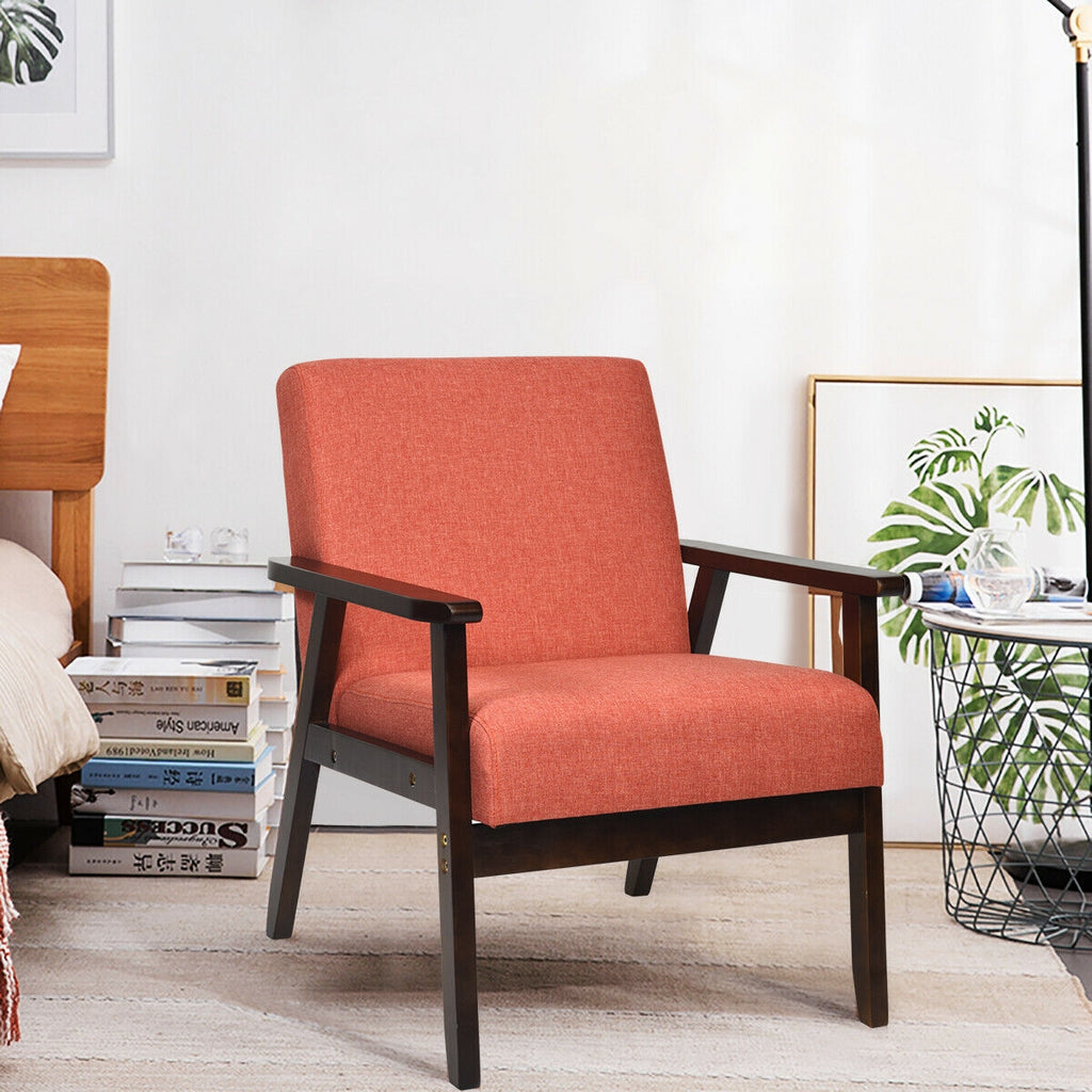 Mid-Century Retro Fabric Accent Armchair - Orange