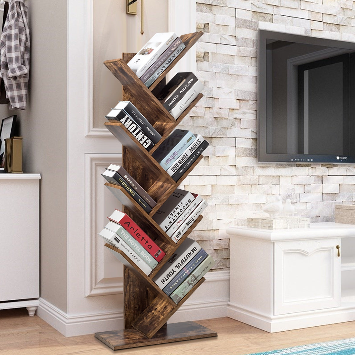 8-Tier Free Standing Tree Bookshelf