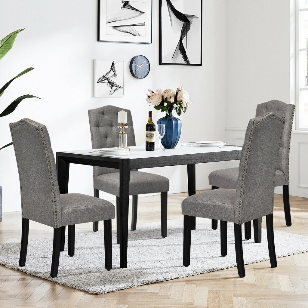 Set of 2 Modern Tufted Dining Chairs, Gray