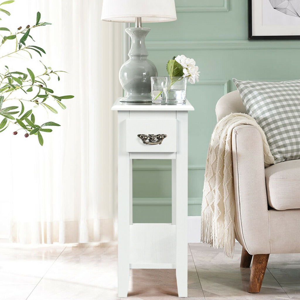 2-Tier Nightstand with Drawer - Yellow