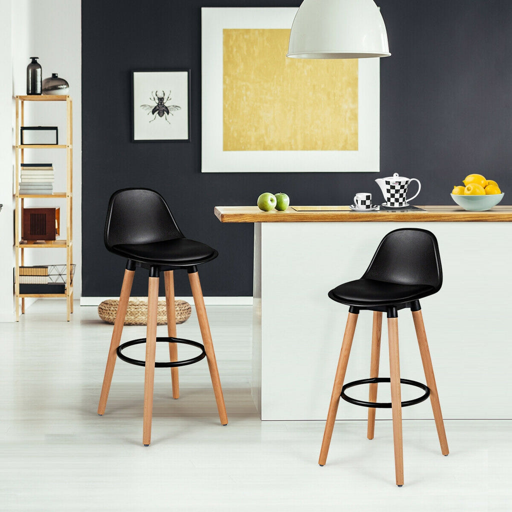 Mid-Century Barstool 28.5 Inch Pub Chair Set - White