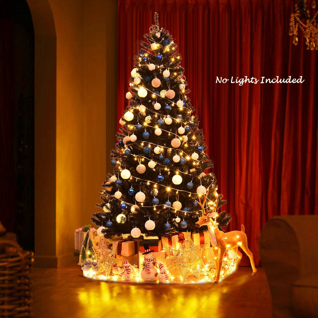Hinged Artificial Christmas Tree - 7.5 Feet Black Holiday Tree with 1258 Tips