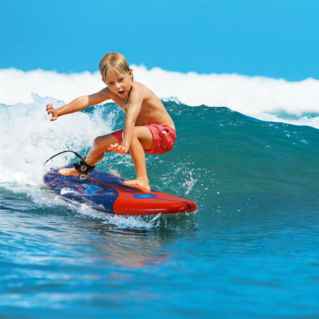 6 Feet Surfboard with Detachable Fins - Lightweight Body Board, Red - Costway