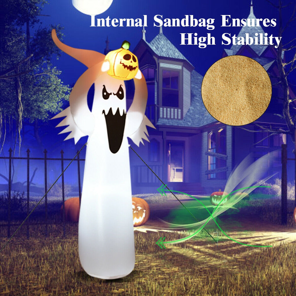6 Feet Halloween Inflatable Ghost with Pumpkin and LED Lights - Outdoor Decor