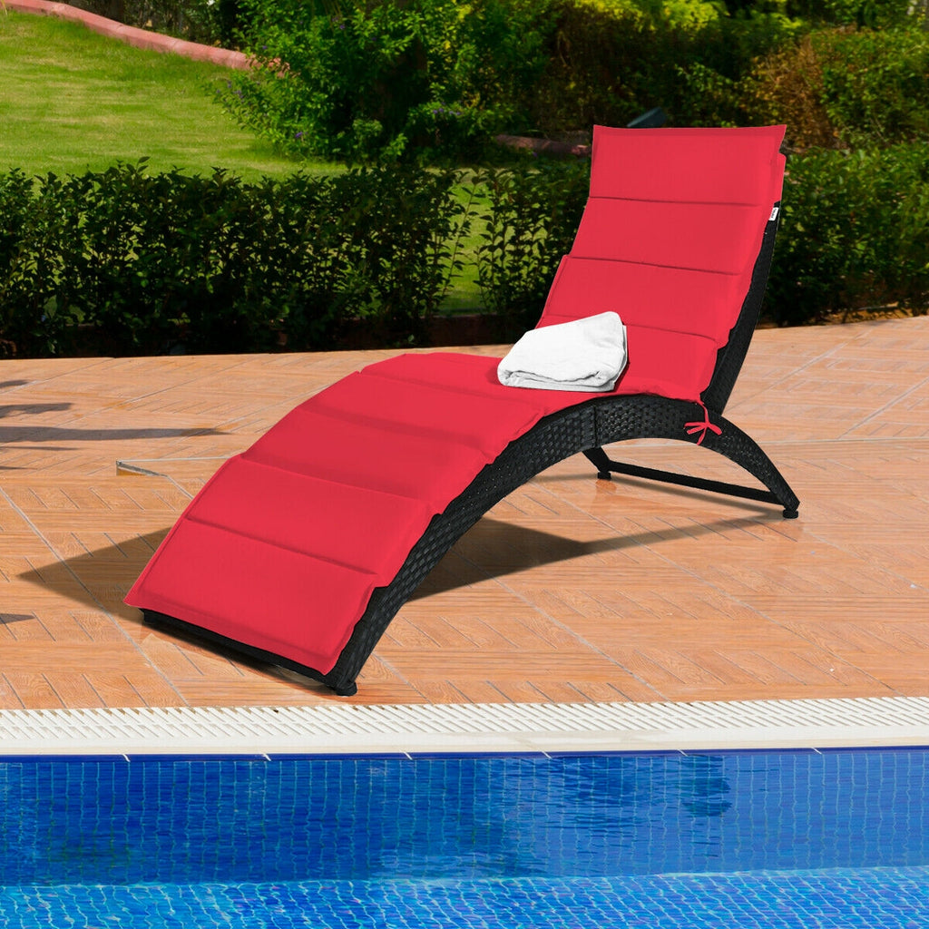 Foldable Patio Lounge Chair with Cushion – Turquoise
