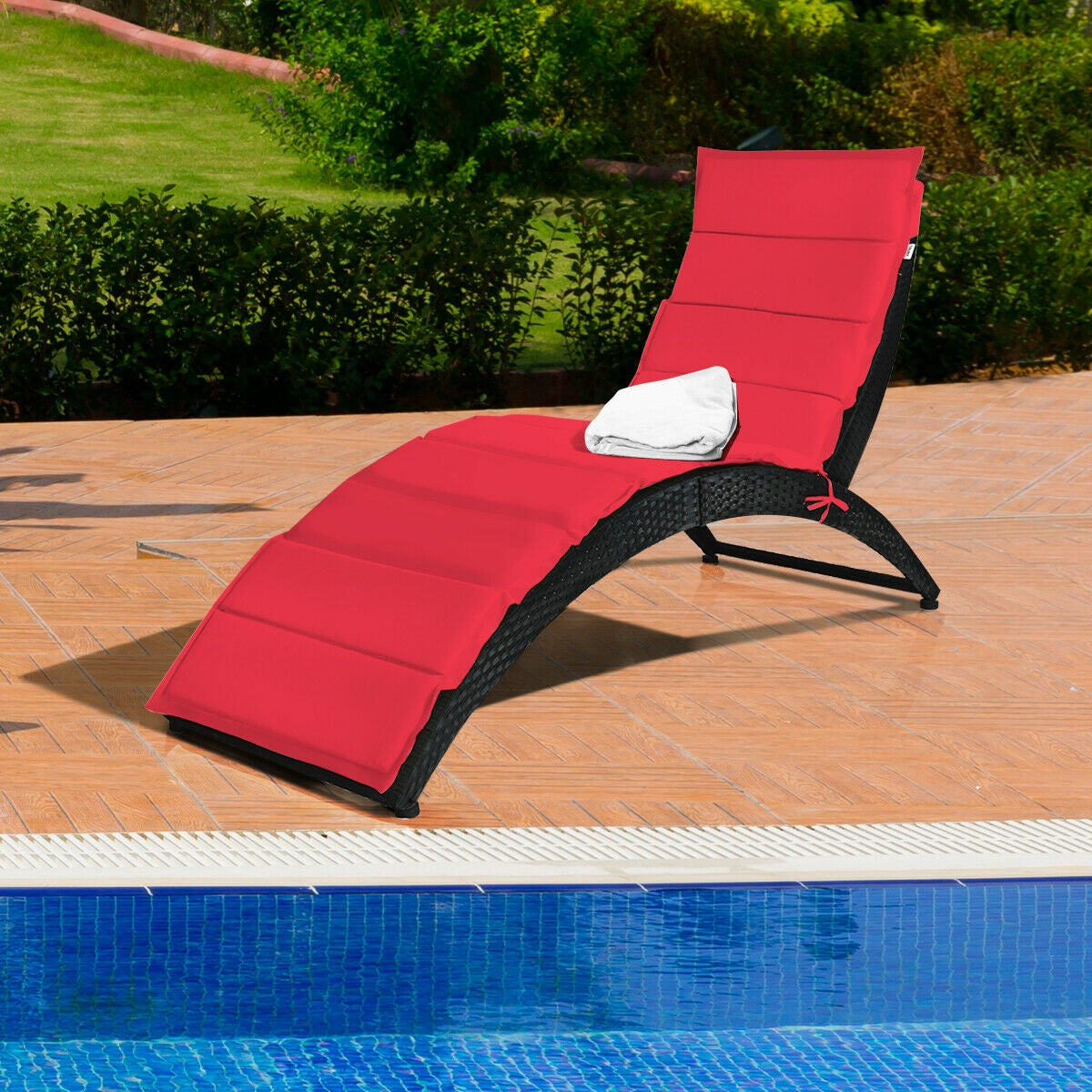 Foldable Patio Lounge Chair with Cushion – Turquoise