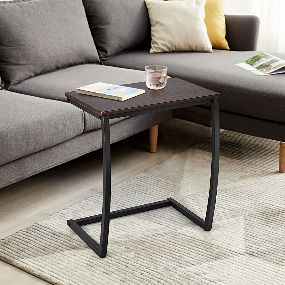 C-Shaped Sofa Side Table - Coffee
