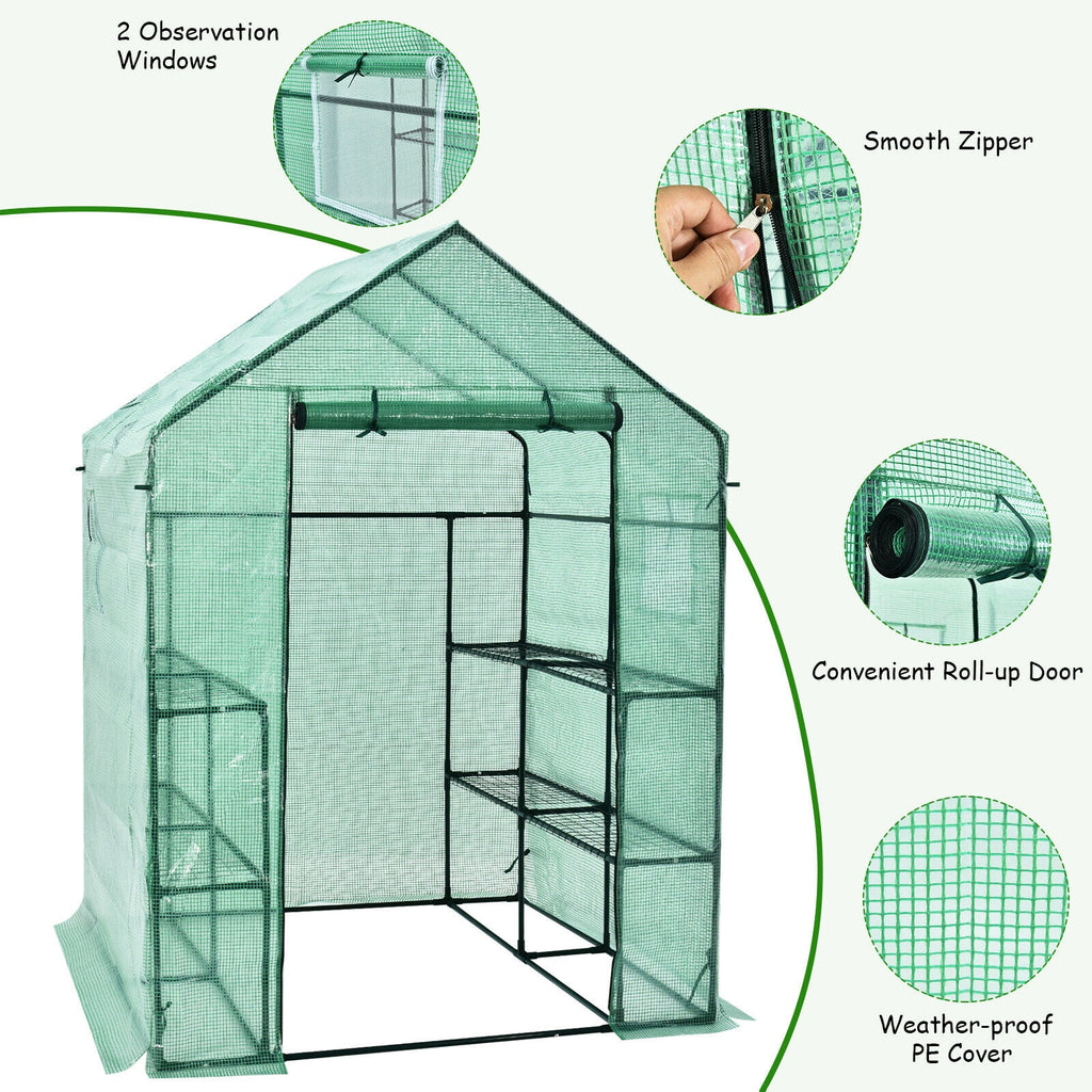 56 x 77 Inch Walk-in Greenhouse with Observation Windows