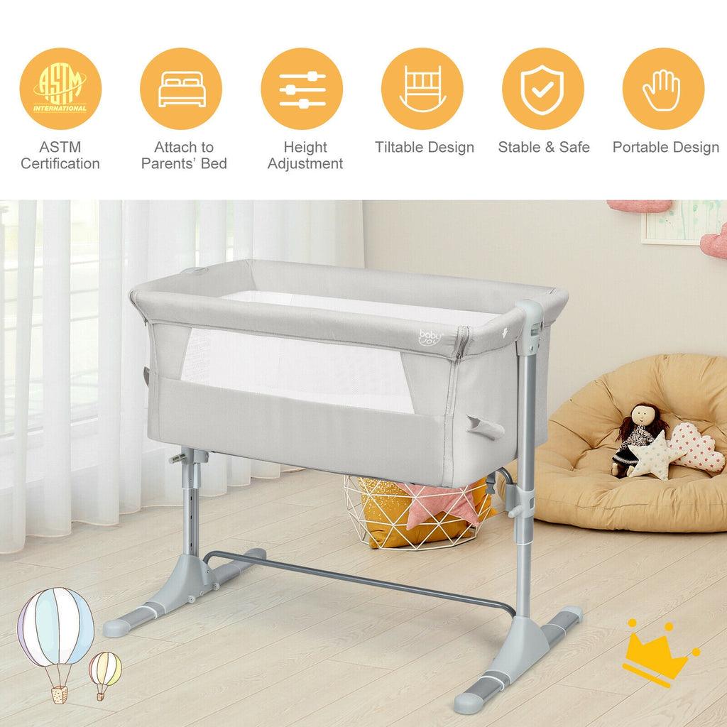 Baby Bedside Sleeper Bassinet with Carrying Bag - Beige, No Toys