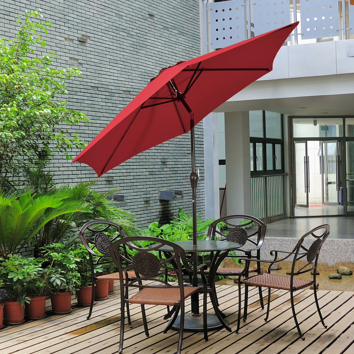 9 FT Outdoor Market Patio Table Umbrella Push Button Tilt Crank Lift