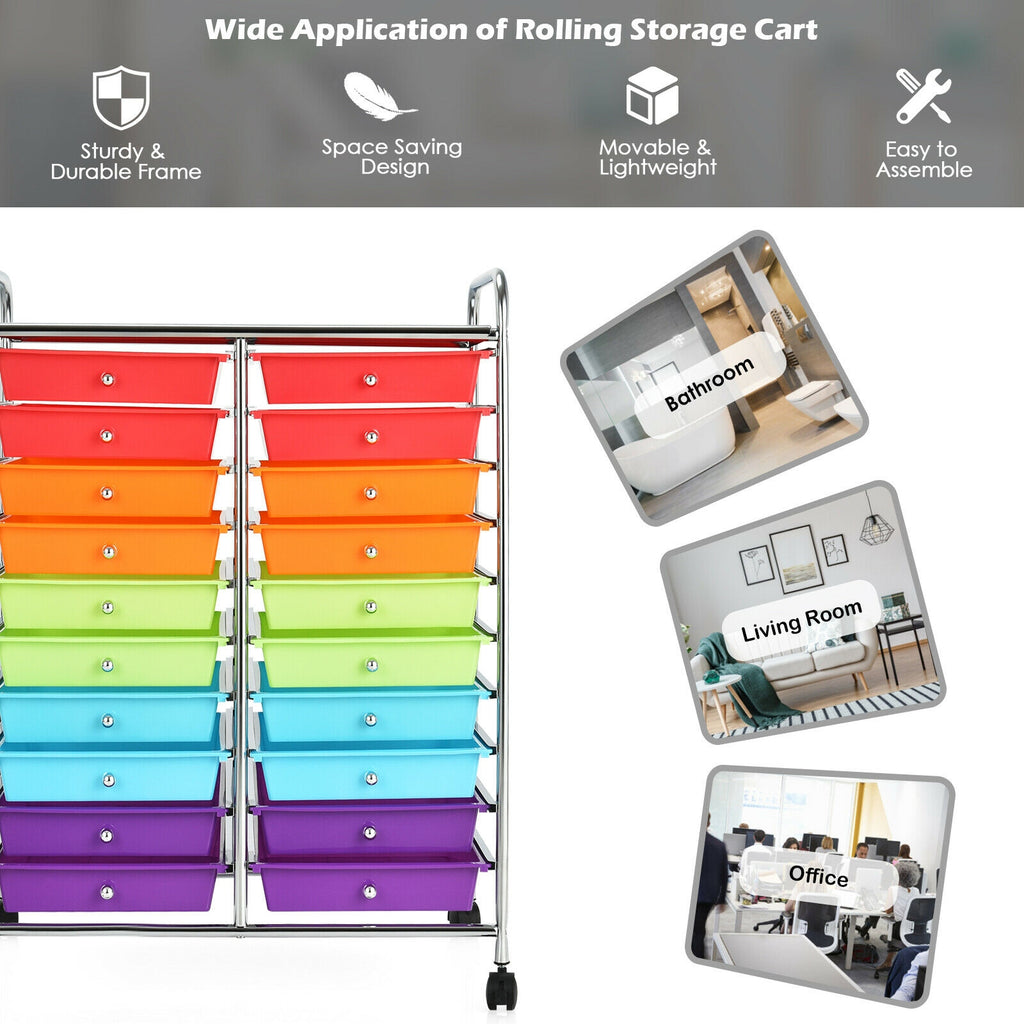 20-Drawer Rolling Storage Cart Organizer, Multicolor