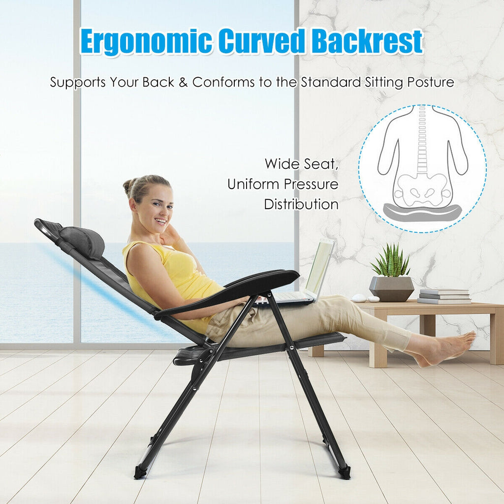 4 Pieces Patio Garden Adjustable Reclining Folding Chairs with