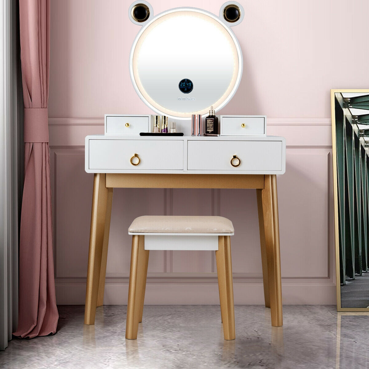 Lighted Vanity Set with Touch Screen Mirror and 4 Drawers
