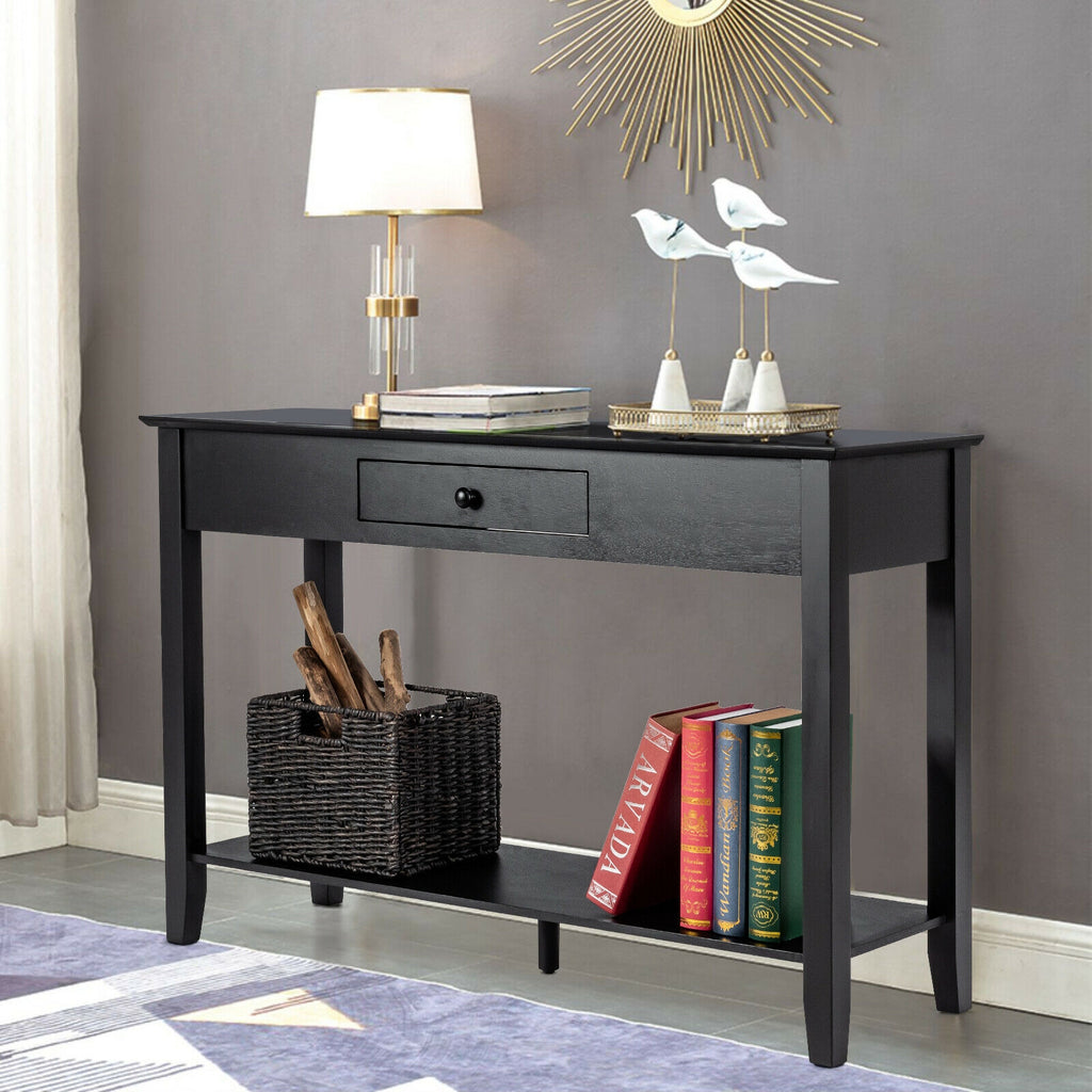 Console Sofa Table with Drawer Storage - Black