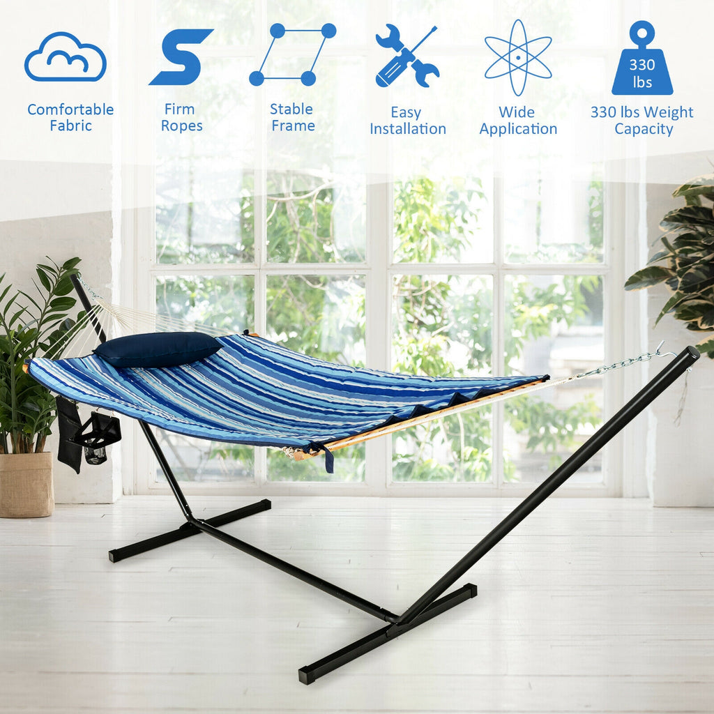 Hammock Chair Stand Set Cotton Swing with Pillow Cup Holder Indoor