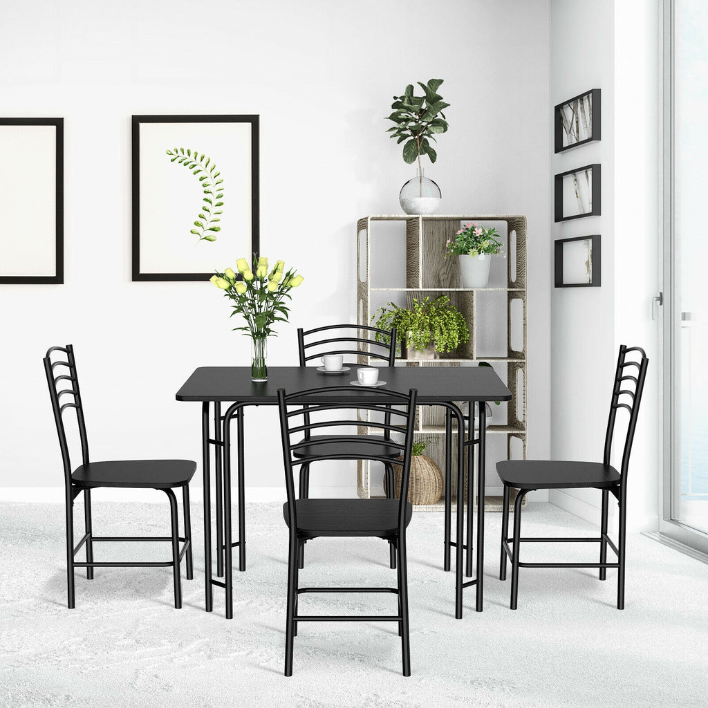 5-Piece Dining Table Set with 4 Chairs - MDF Table