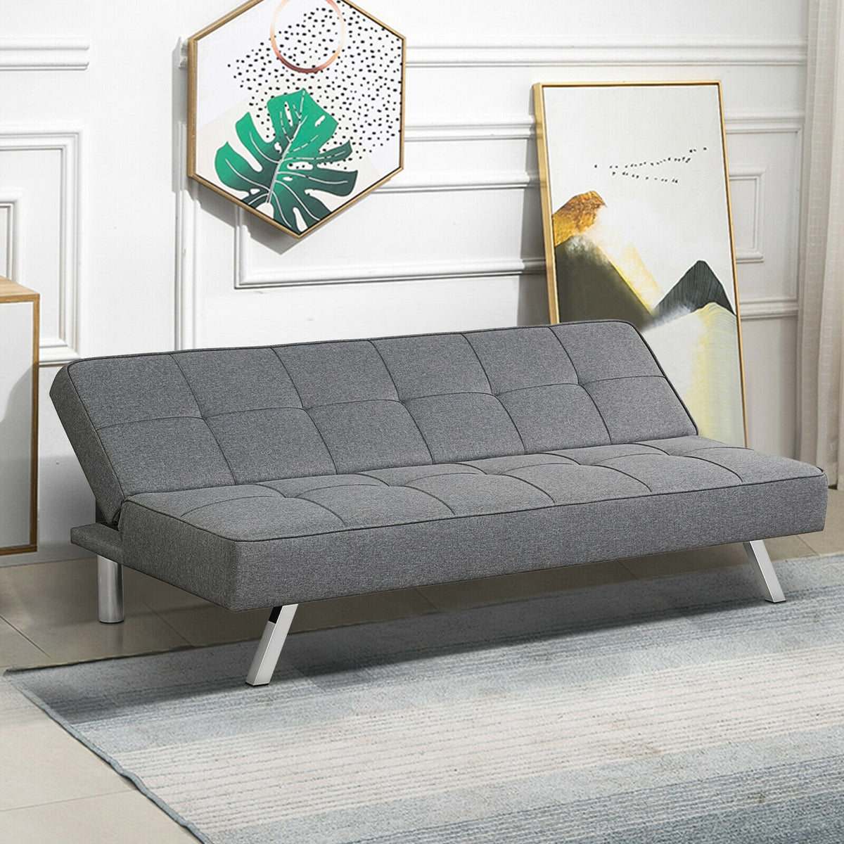 3-Seat Convertible Sofa Bed with Adjustable Angles