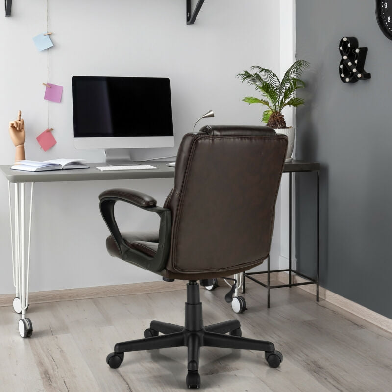 Adjustable Leather Executive Office Chair Computer Desk with Armrest