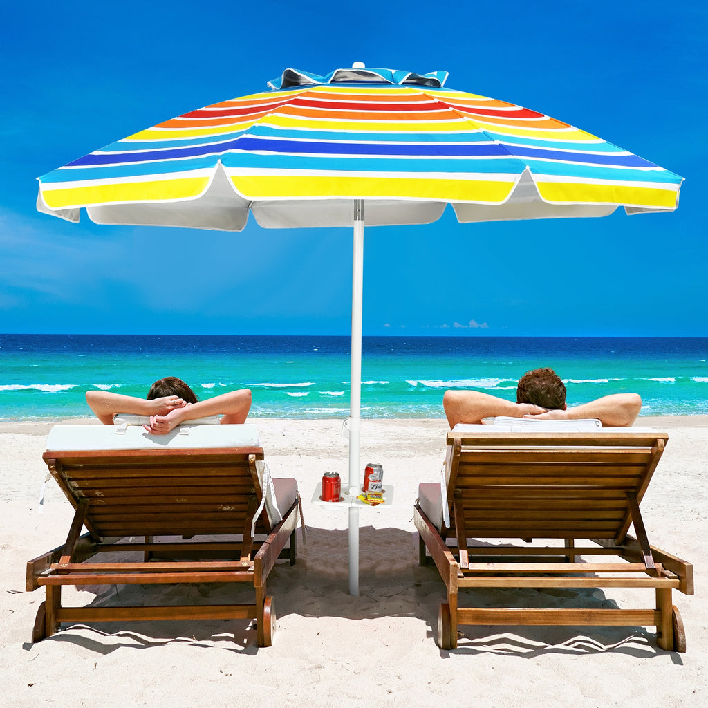 7.2 Feet Portable Outdoor Beach Umbrella with Sand Anchor and Tilt