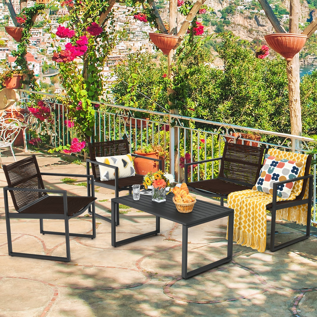 4-Piece Patio Conversation Set with Sofa & Loveseat