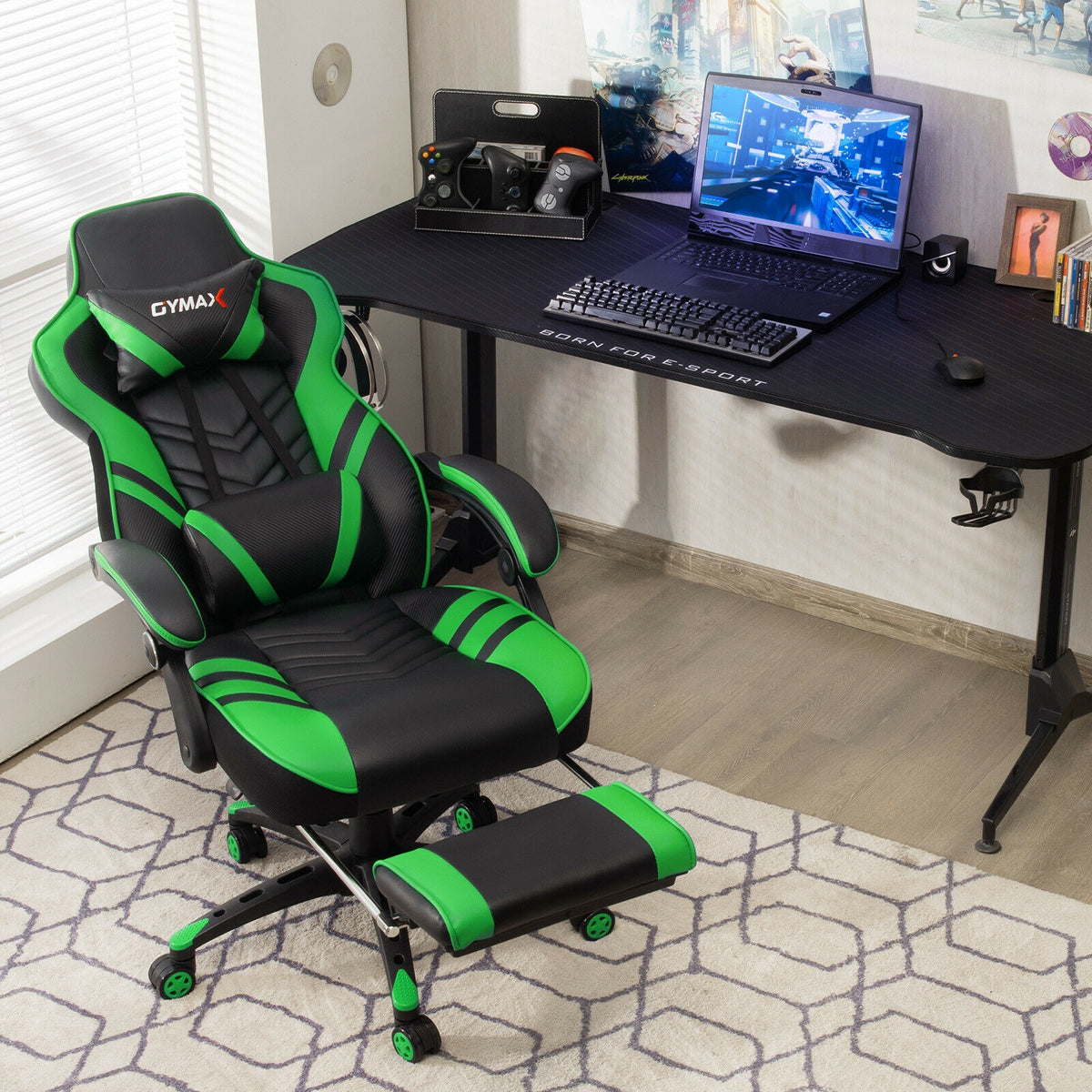 Adjustable Gaming Chair with Footrest for Home Office