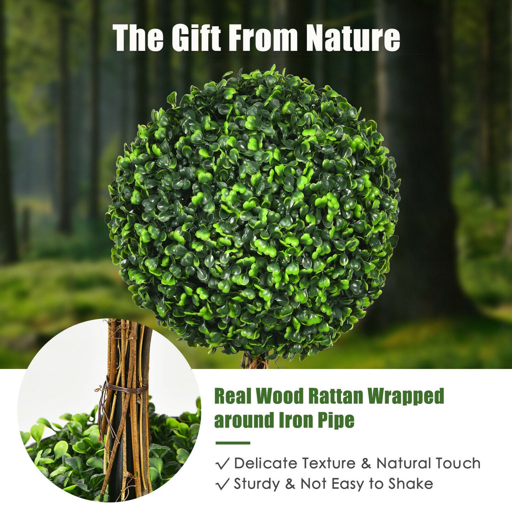 30 Inch Artificial Topiary Triple Ball Tree - Indoor & Outdoor UV Protected