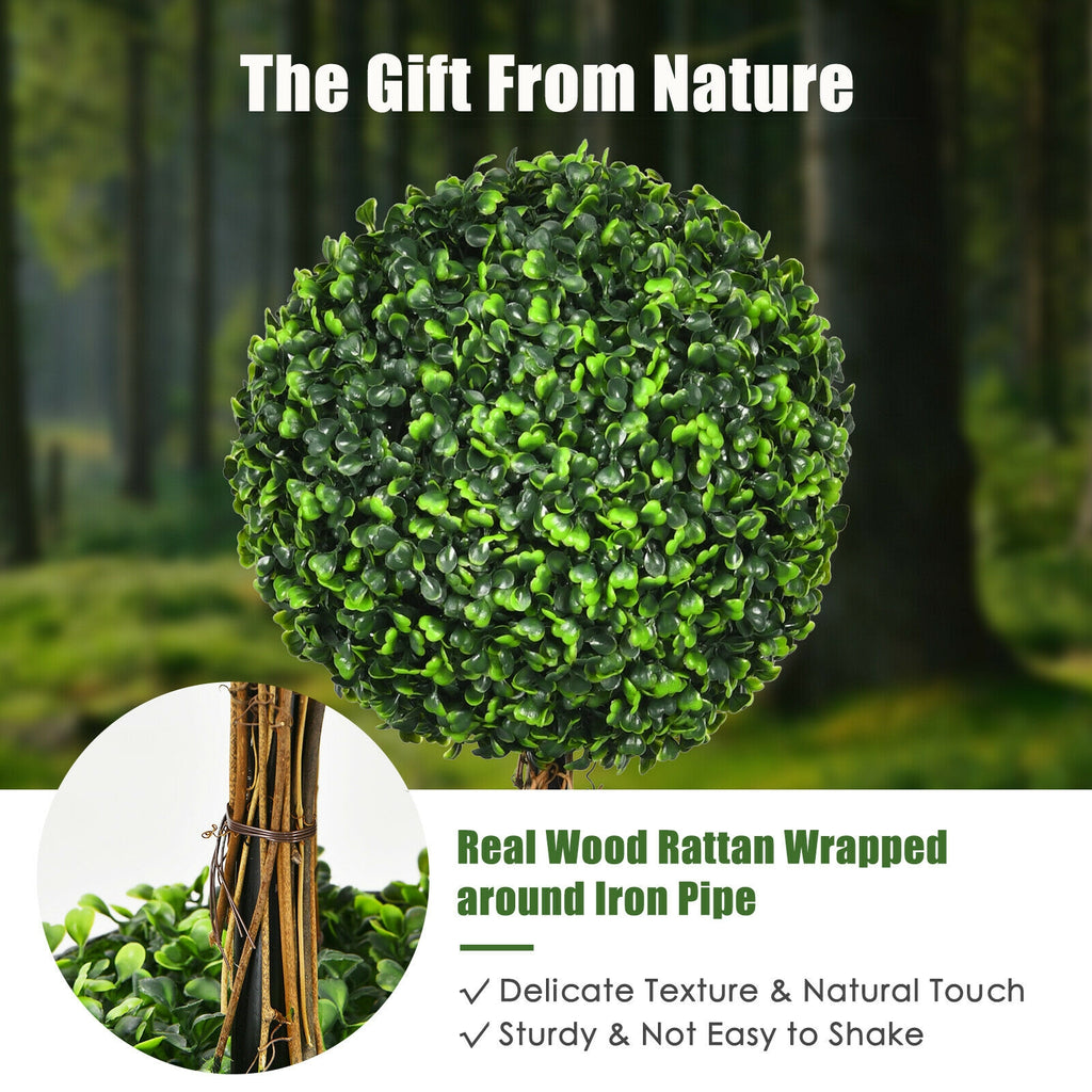 36-Inch Artificial Topiary Triple Ball Tree for Indoor & Outdoor Decor - Realistic Green Leaves