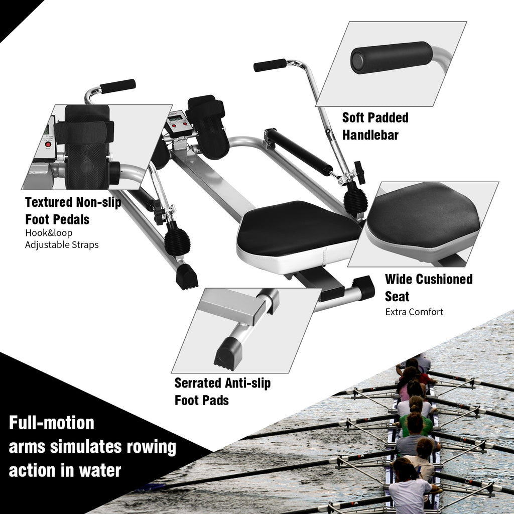 Adjustable Hydraulic Rowing Machine for Full-Body Workout - Costway